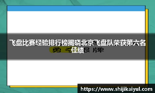 飞盘比赛经验排行榜揭晓北京飞盘队荣获第六名佳绩